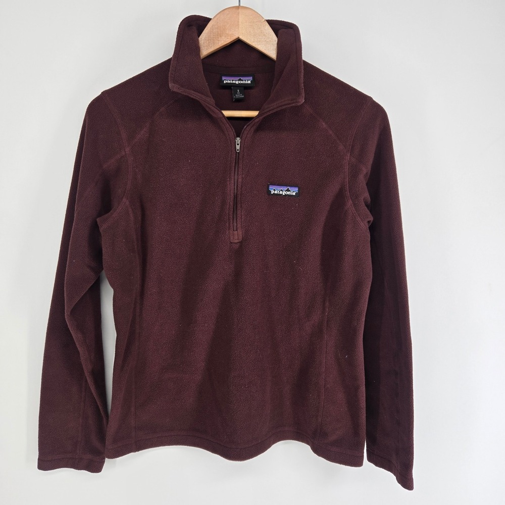 Patagonia Micro D Quarter Zip Women S Burgundy Fleece Pullover 26278 Active